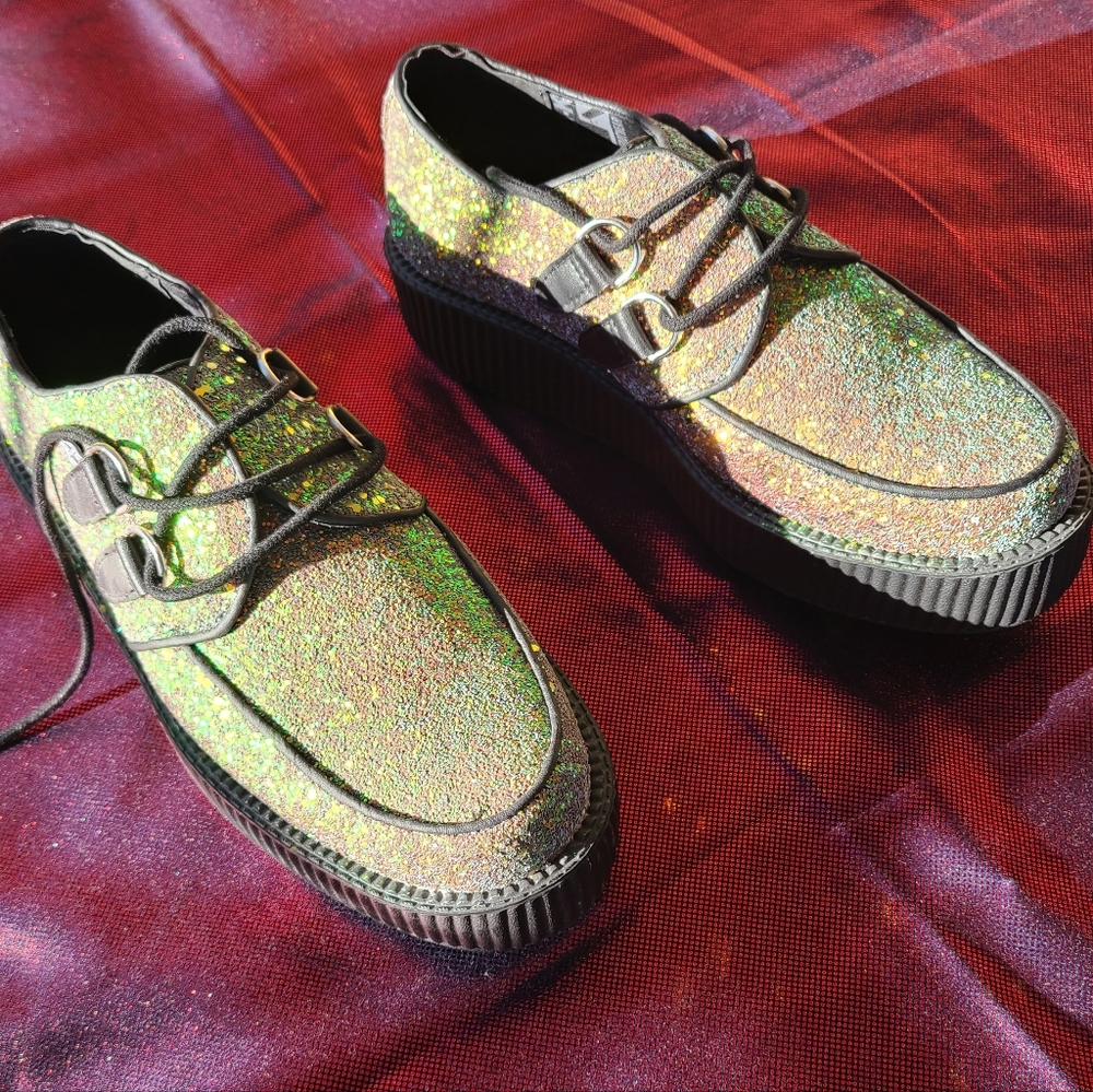 T.U.K Rainbow Glitter Viva Mondo Creeper Size Womens 10/Mens 8 V9466 - Picture 5 of 6